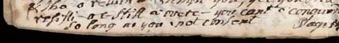 Excerpt from a sermon written by Adonijah Bidwell in short-code in the 18th century. Pen on paper.