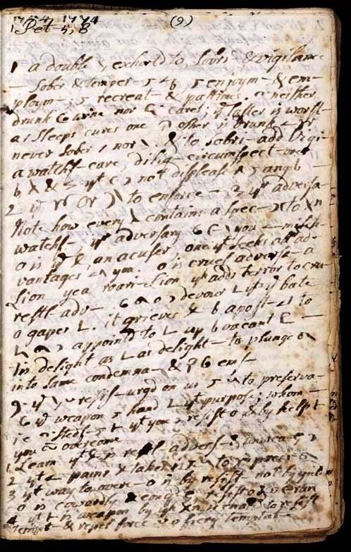 A sermon written by Adonijah Bidwell in short-code in the 18th century. Pen on paper.